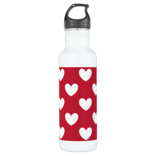 Garrafa Corações de polca branca e vermelha