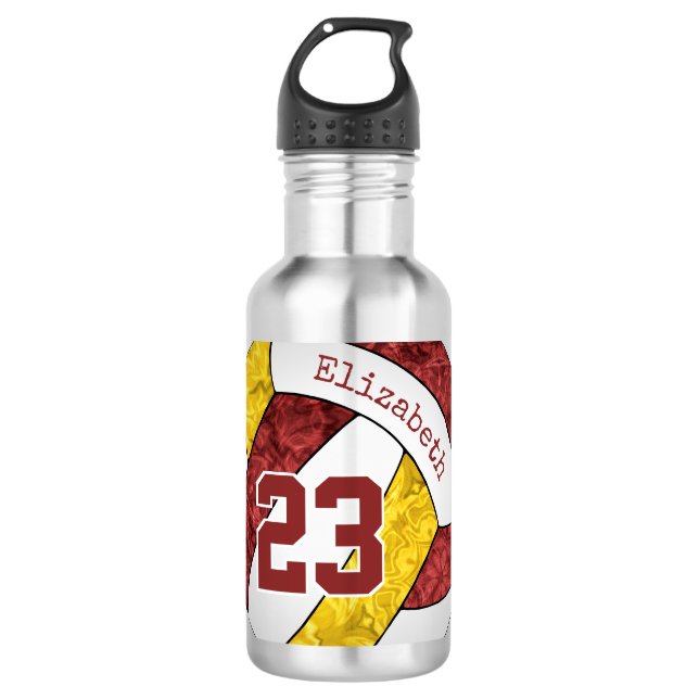 Garrafa Cores personalizadas da seleção de vôlei maroon (Frente)