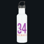 Garrafa Cores Personalizadas do Número de Jersey da Equipe<br><div class="desc">Garrafa de água metálica personalizada com um nome impresso personalizado esportivo, ligeiramente feminino e feminino e cor escura, resistente e resistente, em cores que podem ser iguais às cores da sua escola, equipe ou clube. Digite o número de cada companheiro de equipe e o primeiro ou sobrenome deles a criar...</div>