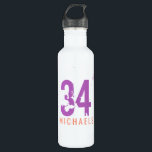 Garrafa Cores Personalizadas do Número de Jersey da Equipe<br><div class="desc">Garrafa de água metálica personalizada com um nome impresso personalizado esportivo, ligeiramente feminino e feminino e cor escura, resistente e resistente, em cores que podem ser iguais às cores da sua escola, equipe ou clube. Digite o número de cada companheiro de equipe e o primeiro ou sobrenome deles a criar...</div>