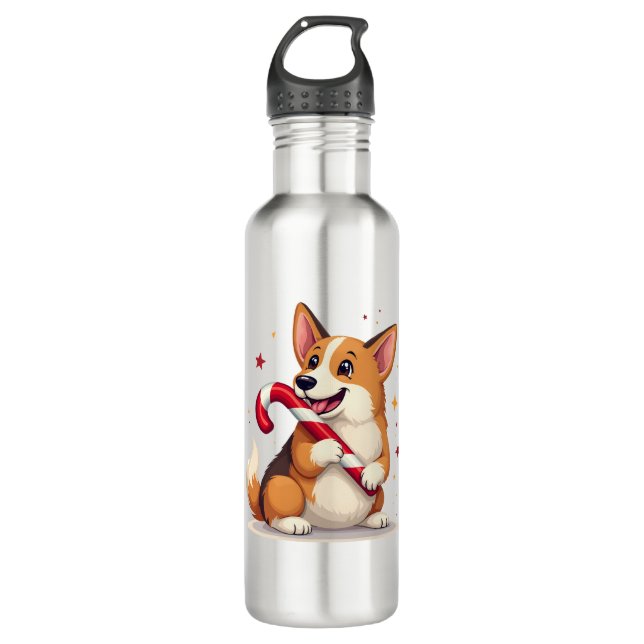 Garrafa Corgi Candy Cane Joy (Frente)
