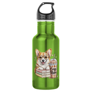 Garrafa Corgis Livros e Café Gelado para Cachorro