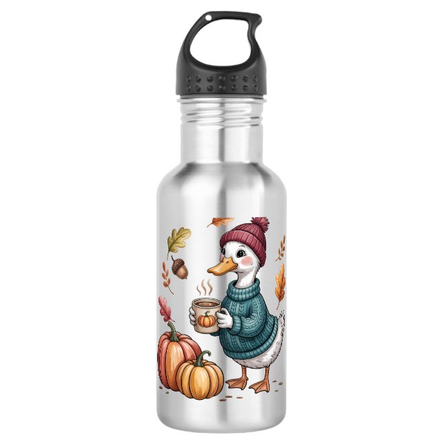 Garrafa Cozy Pumpkin Café Goose Fall Art (Frente)