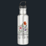 Garrafa Cresça a sua mente, Boho, flor selvagem e livro<br><div class="desc">Faça crescer sua mente Boho Maravilha e garrafa de água de aço inoxidável</div>