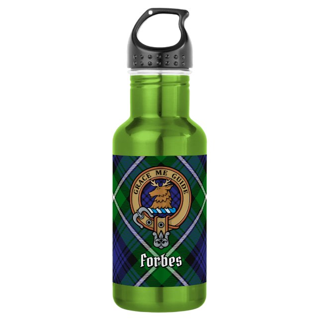 Garrafa Crest do Clã Forbes sobre Tartan (Frente)
