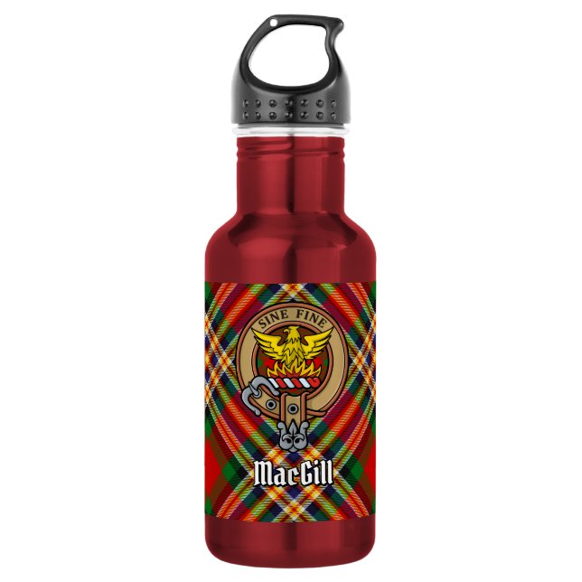 Garrafa Crest do Clã MacGill sobre Tartan (Frente)