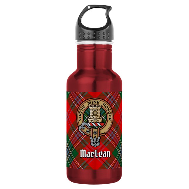 Garrafa Crest do Clã MacLean sobre Tartan (Frente)