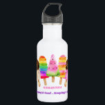 Garrafa Crianças Coloridas do Arco-Íris Personalizadas<br><div class="desc">Crianças, garrafas de água personalizadas - acessório legal para voltar à escola, bolsas esportivas, etc. O design tem picolés coloridos de água e gelados de chocolate mergulhados em paus em uma paleta vibrante de cor do arco-íris. O modelo está pronto para que você adicione seu texto personalizado, como seu nome...</div>