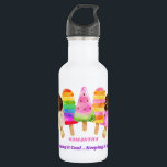 Garrafa Crianças Coloridas do Arco-Íris Personalizadas<br><div class="desc">Crianças, garrafas de água personalizadas - acessório legal para voltar à escola, bolsas esportivas, etc. O design tem picolés coloridos de água e gelados de chocolate mergulhados em paus em uma paleta vibrante de cor do arco-íris. O modelo está pronto para que você adicione seu texto personalizado, como seu nome...</div>