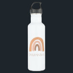 Garrafa crianças personalizadas do boho arco-íris<br><div class="desc">Esta garrafa personalizada de água de aço inoxidável apresenta um tema do arco-íris de bico.  Personalize com qualquer nome.  Faz um presente excelente para aniversários,  Natal e qualquer outra ocasião.</div>