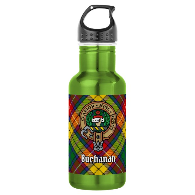 Garrafa Crista do Clã Buchanan sobre Tartan (Frente)