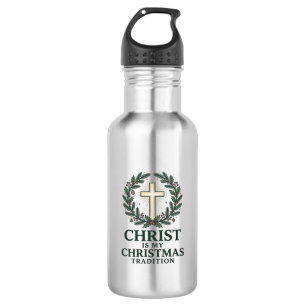 Garrafa Cristo é Minha Tradição de Natal Versão Cruz Antig