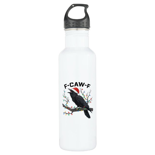 Garrafa Crow F-Caw-F Funny Retro Christmas Lights Santa Ha (Frente)
