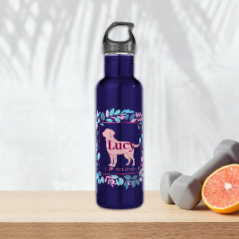 Garrafa Custom Name Pastel pink Labrador Water Bottle 