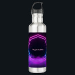 Garrafa Custom Name Retro 80s Neon Water Bottle<br><div class="desc">Bring the electric vibe of the 80s to your space! This retro-futuristic synthwave design features a glowing hexagonal frame in vibrant pink and electric blue. The center is left empty for you to customize with your own name, a favorite quote, or a special message. It's the perfect personalized gift for...</div>