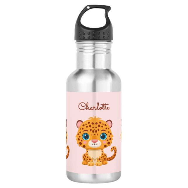 Garrafa Cute Baby Leopard Safari Animal Kids (Frente)