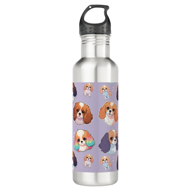 Garrafa Cute Cavalier King Charles Pastel Pattern (Frente)