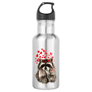Garrafa Cute Engraçado Raccoon soprando beijos corações de