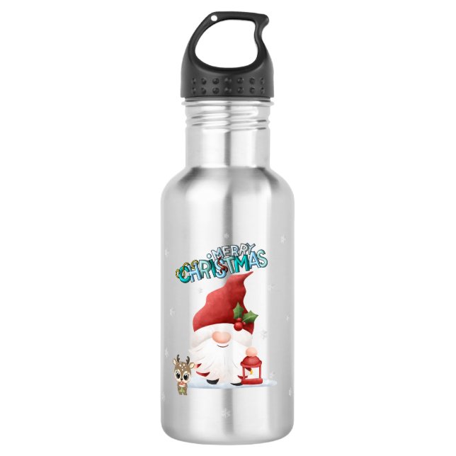 Garrafa Cute Gnome Santa Claus Reindeer (Frente)