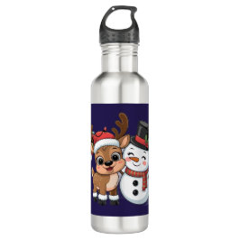 Garrafa Cute Holiday Reindeer & Snowman