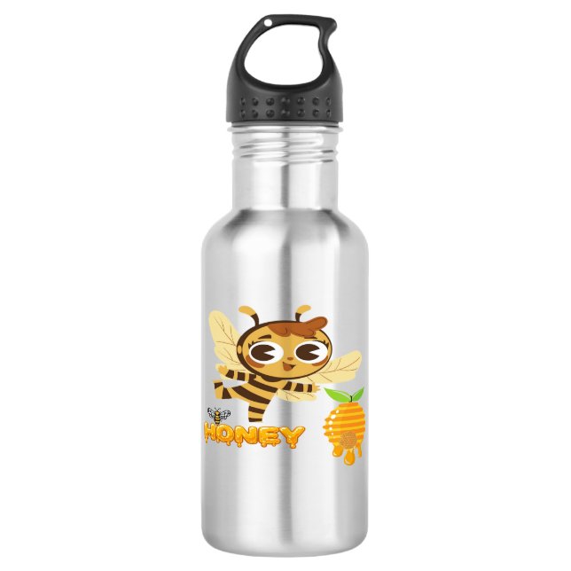 Garrafa Cute Honey Bee with Dripping Honey Typography Desi (Frente)
