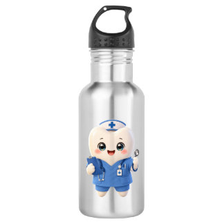 Garrafa Cute Tooth Nurse Steel Water Bottle | Dental Gift