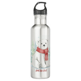 Garrafa Cute watercolor Polar Bear Winter 