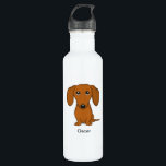 Garrafa Dachshund bonito com texto feito sob encomenda<br><div class="desc">A garrafa de água do amante do cão do Wiener</div>