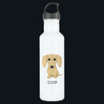 Garrafa Dachshund de creme com texto feito sob encomenda<br><div class="desc">A garrafa de água do amante do cão do Wiener</div>