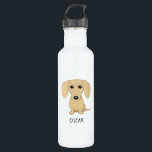 Garrafa Dachshund de creme com texto feito sob encomenda<br><div class="desc">A garrafa de água do amante do cão do Wiener</div>