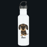 Garrafa Dachshund| Teckel com Texto Personalizado<br><div class="desc">Garrafa de água do Dachshund Lover. Javali selvagem e bronzeado Teckel. Faz um presente de excelente para qualquer amante de cachorro com fio de cabelo!</div>
