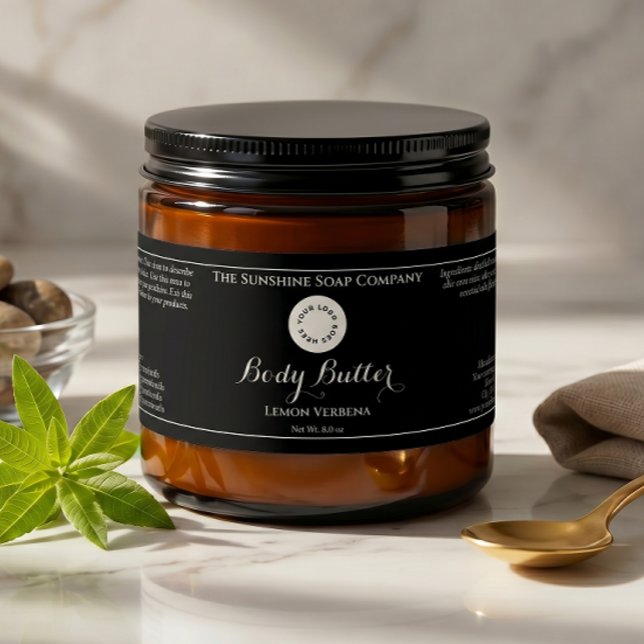 Garrafa D'água Rótulo Preto de Jarro Impermeável para Cosméticos  (Criador carregado)