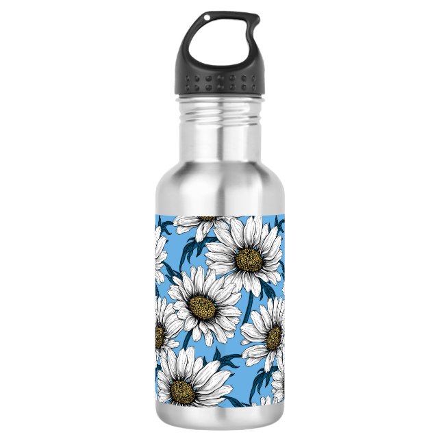 Garrafa Daisies, flores silvestres em azul (Frente)