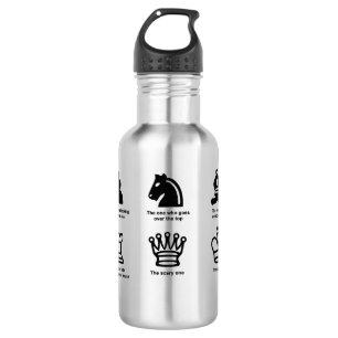 Garrafa de aço inoxidável com xadrez engraçado