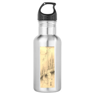 Garrafa de água, aço inoxidável, duas pedras e uma