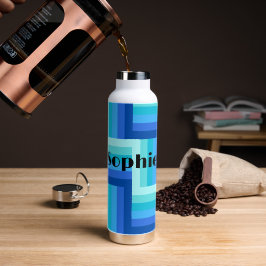 Garrafa de água azul verde Zig Zag fresca