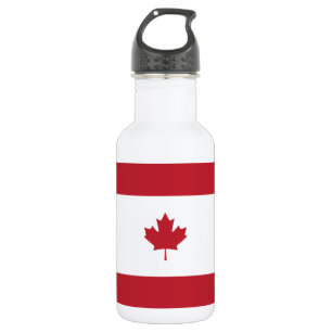 Garrafa de água com folha vermelha de folha branca