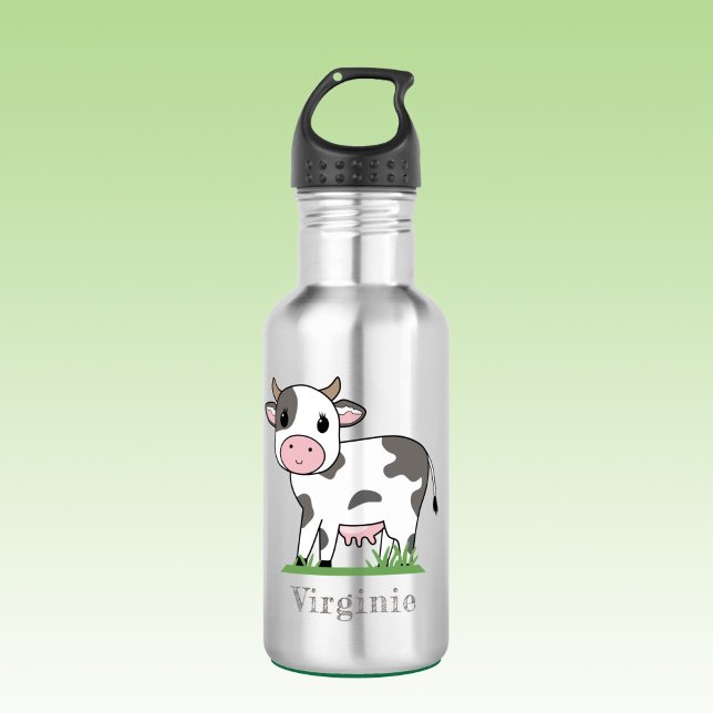 Garrafa de água com uma vaca gira (Water Bottle with a Cute Cow)