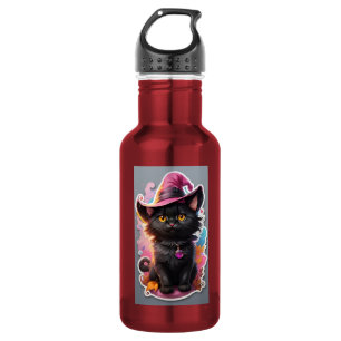 Garrafa de Água da Bruxa Rosa Gato Halloween