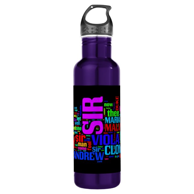 Garrafa de água da duodécima noite de Shakespeare (Frente)