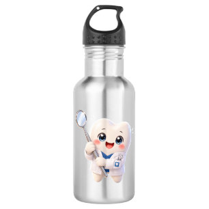 Garrafa de Água de Aço Inox com Dente Fofo Prese