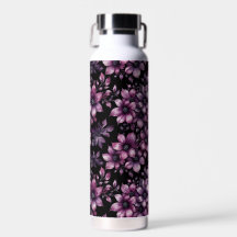 Garrafa de Água de Aço Inox com Flor de Ameixa de