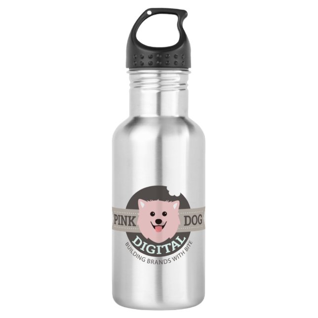 Garrafa de Água de Aço Inox Digital Cachorro Rosa (Frente)