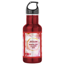Garrafa de Água de Aço Inoxidável com Estampa Flor