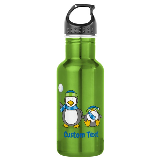 Garrafa de água de aço inoxidável de pinguins lanç (Frente)