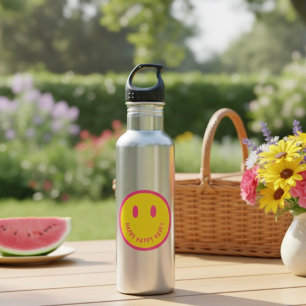 Garrafa de água de aço inoxidável feliz
