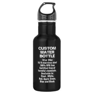 Garrafa de Água de Aço Inoxidável, Negra, de 18oz