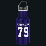 Garrafa de água de aço inoxidável personalizada<br><div class="desc">Garrafa de água de aço inoxidável personalizada dos esportes. Garrafa de água feita sob encomenda do metal em muitas cores. Excelente para equipes de esportes e atividades exteriores. o basquetebol do IE, o basebol, o tênis, o futebol, o voleibol etc. personalizam com seu próprio nome, número do jérsei, iniciais ou...</div>