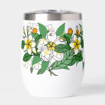 Garrafa de Água Folhas e Flores Botânicas