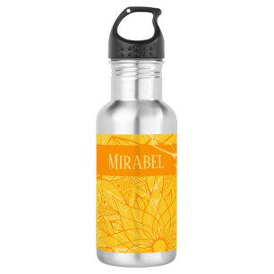 Garrafa de água monocromática de Mandala Laranja P